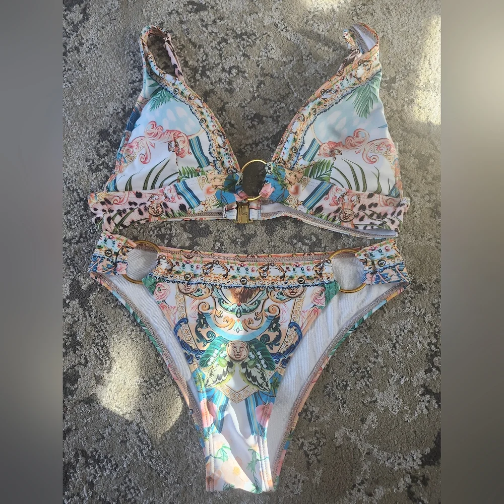 Desigual Baroque Floral Pink and Gold Bikini Set